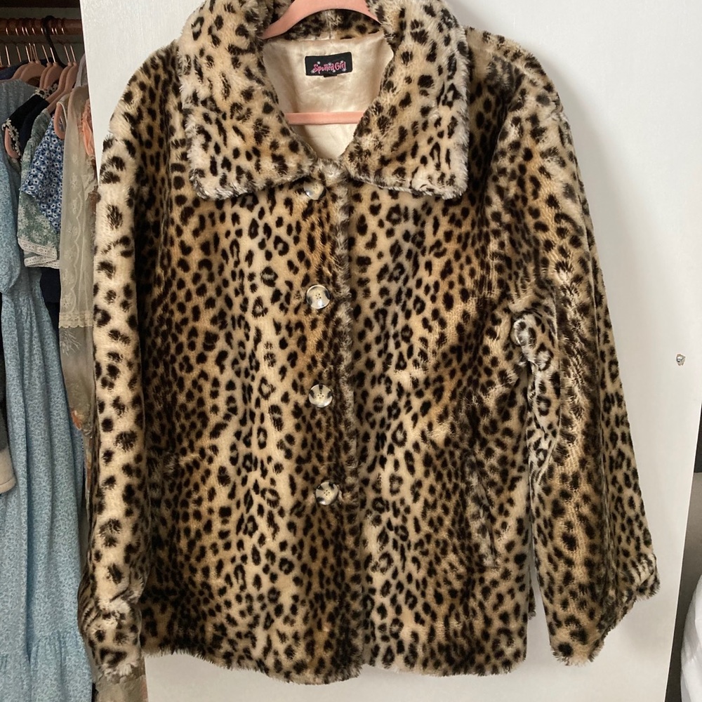 Y2K Cheetah Print Soft Fuzzy Faux Fur Coat